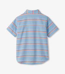 Boys Striped Blue Button Down Shirt