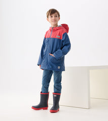 Boys Red & Navy Zip-Up Rain Jacket