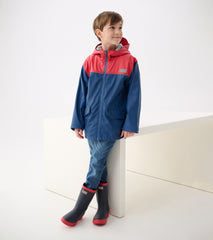 Boys Red & Navy Zip-Up Rain Jacket
