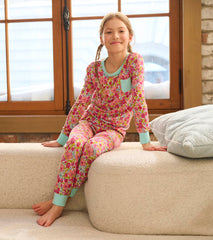 Girls Groovy Flowers Bamboo Pajama Set