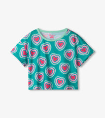 Girls Glowing Hearts Tee and Shorts Pajama Set