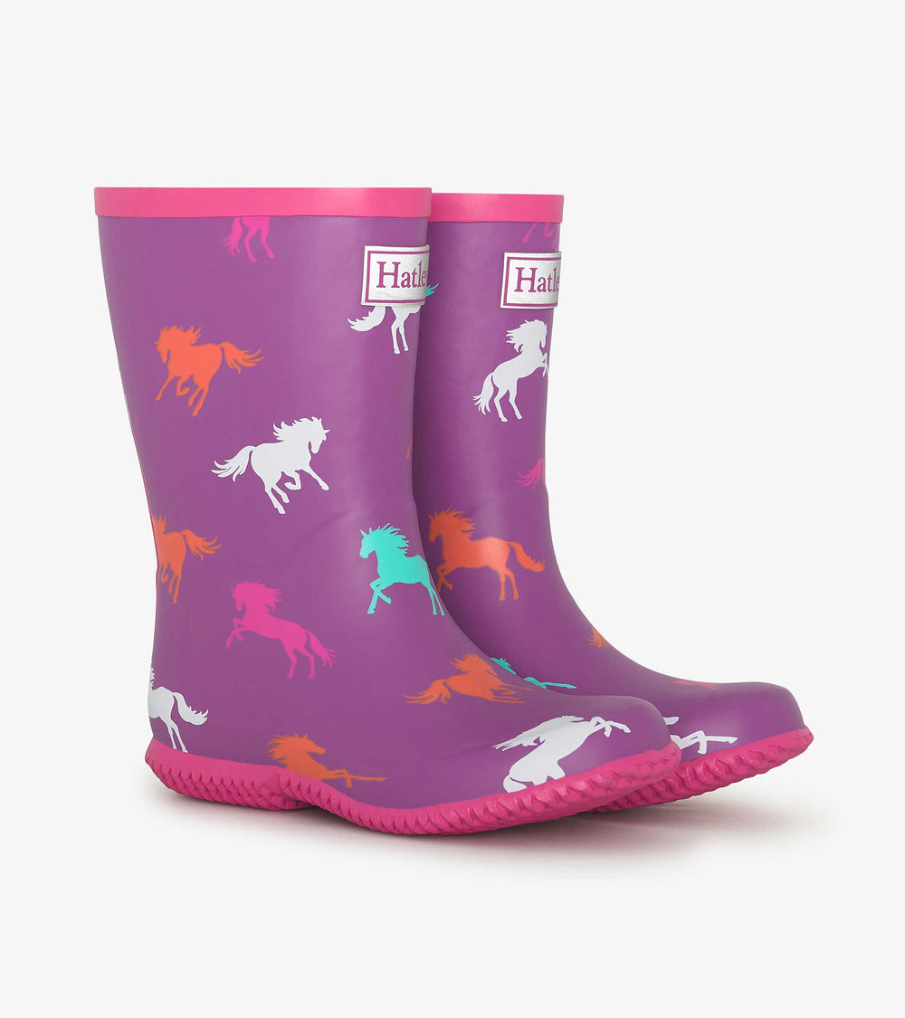Girls Leaping Horses Packable Rain Boots