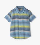 Boys Lime Green Stripes Button Down Shirt
