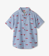Boys Shark Silhouette Button Down Shirt