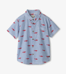 Boys Shark Silhouette Button Down Shirt