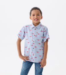 Boys Shark Silhouette Button Down Shirt