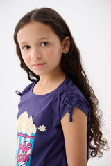 Girls Pop Corn Cinched Cinched Shoulder Top
