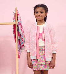 Girls Pearl Mermaid Sequined Bomber Jacket
