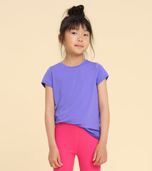 Girls Purple Mesh Trim T-Shirt