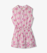 Girls Palm Trees Smocked Waist Dress