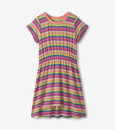 Girls Soft Stripes High-Low Dress
