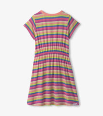Girls Soft Stripes High-Low Dress