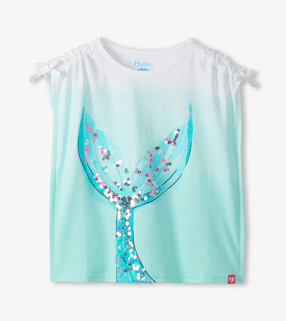 Girls Mermaid Tail Cinched Shoulder Top