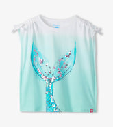 Girls Mermaid Tail Cinched Shoulder Top