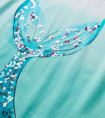 Girls Mermaid Tail Cinched Shoulder Top