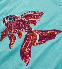 Girls Tropical Fish Tie Front T-Shirt