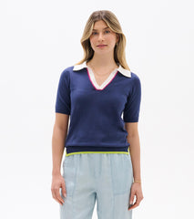 Johnny Collar Top - Patriot Blue