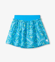 Girls Blue Candy Hearts Ruffle Skort