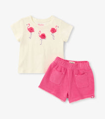 Baby & Toddler Girls Flamingo T-Shirt & Short Set