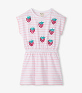 Girls Strawberry Stripes Cinched Waist Dress