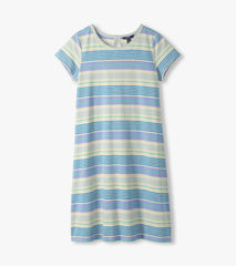 Cici A-Line Dress - Iris Wave Stripes