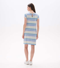 Cici A-Line Dress - Iris Wave Stripes