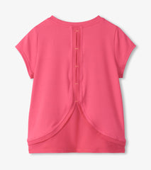 Girls Fandango Pink Mesh Trim T-Shirt