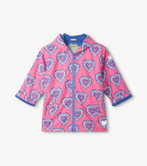 Girls Color Changing Heart Burst Zip-Up Rain Jacket