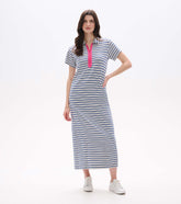 Contrast Zip Maxi Dress - Limoges Stripes