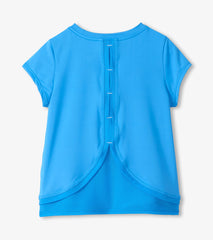 Girls Malibu Blue Mesh Trim T-Shirt