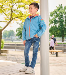 Boys Niagara Blue Jersey Lined-Rain Jacket