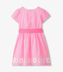 Girls Pink Seersucker Garden Dress