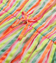 Girls Neon Summer Stripes Woven Play Dress