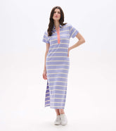 Contrast Zip Maxi Dress - Pale Iris Stripes