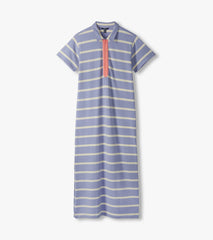 Contrast Zip Maxi Dress - Pale Iris Stripes