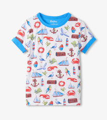 Boys Painted Seascape Bamboo Short Pajama Set