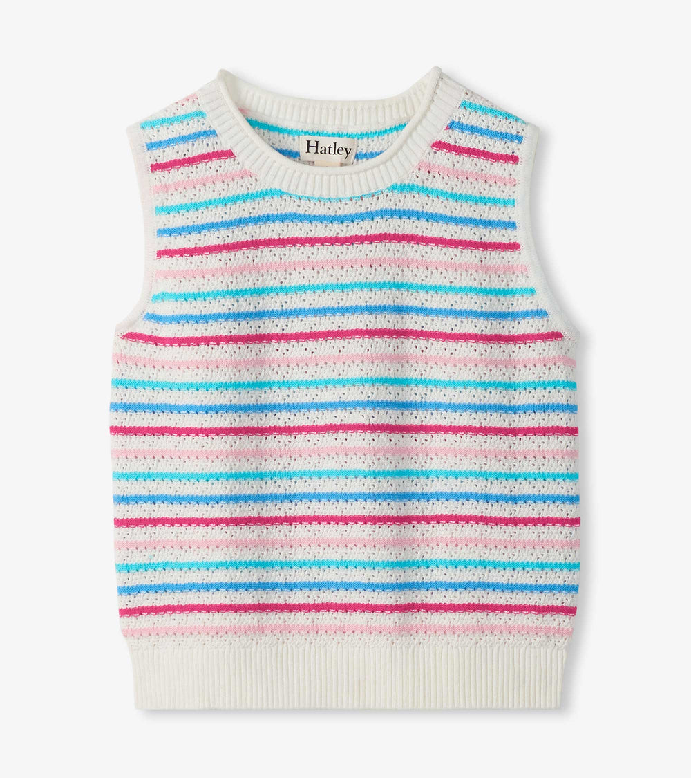 Girls Rainbow Berry Stripe Crochet Tank