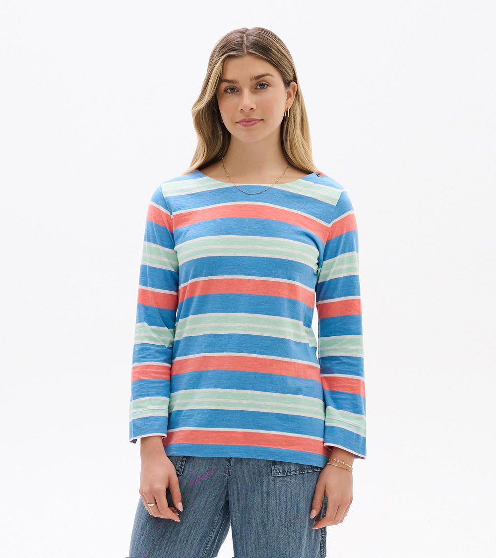 Button Breton - Azure Stripes