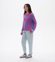Pointelle Stripe Sweater - South East Summer