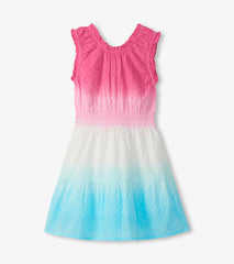 Girls Summer Garden Dip Dye Gathered Dress