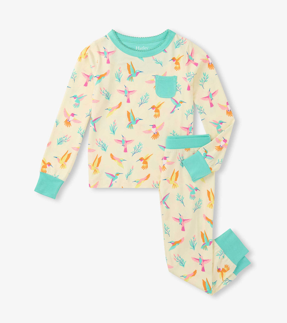 Girls Springtime Hummingbirds Bamboo Pajama Set