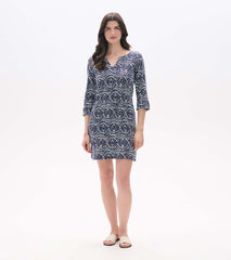 Lily Notch Neck Dress - Soft Ikat