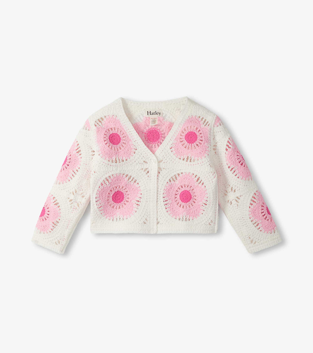 Baby & Toddler Girls Pink & Cream Flower Crochet Cardigan