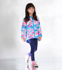 Girls Sunset Tie Dye Microfiber Rain Jacket