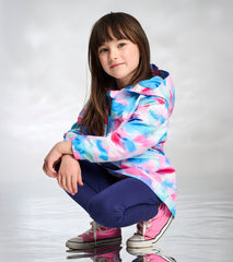 Girls Sunset Tie Dye Microfiber Rain Jacket