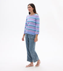 3/4 Sleeve Knit Top - Summer Stripes