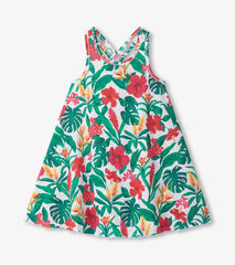 Girls Tropical Flowers Trapeze Dress