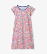 Girls Whimsical Flowers Ruffle Hem Nightdress