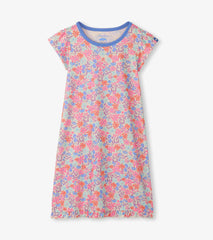 Girls Whimsical Flowers Ruffle Hem Nightdress