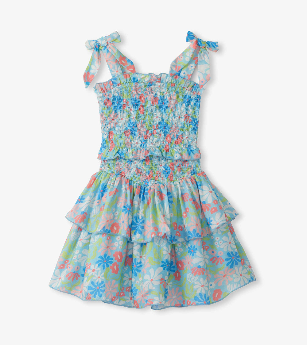 Girls Whimsical Flowers Smocked Angel Dress